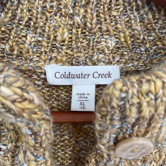 Coldwater Creek Bell Sleeves Wool Blend Cardigan Sweater Yellow Brown XL - Picture 2 of 12